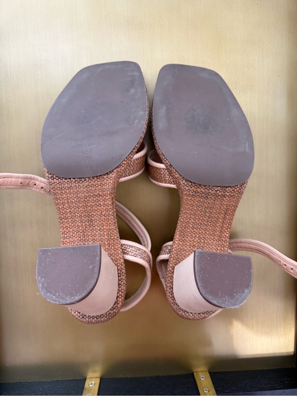 SCHUTZ Nude Braided Leather Strap Heeled Sandals - Picture 5 of 6